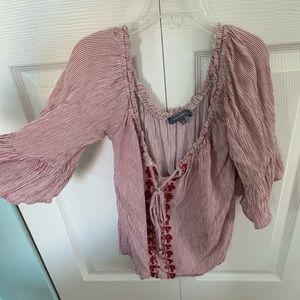 Red flowy 3/4 sleeve top